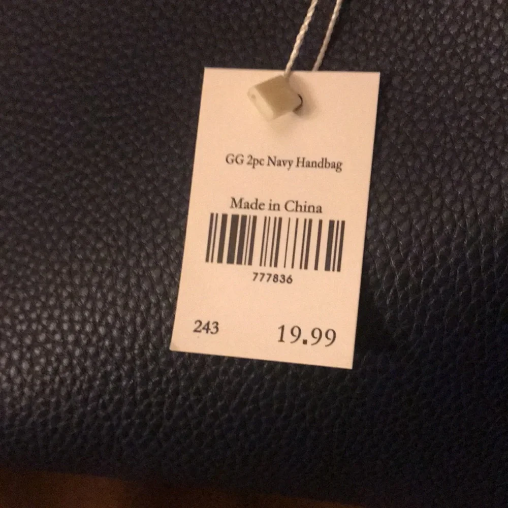 Navy Handbag/Tote Super Cute. Snap Closure - Picture 3 of 5